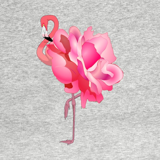 Flamingo Rose Pink Flamingo and Flower by TammyWinandArt